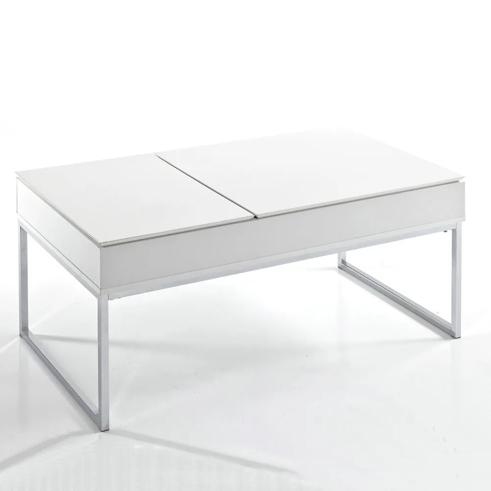 Viadurini Living Moderne Couchtische-Couchtisch aus weißem Mdf und Metall mit Behälter - Garland