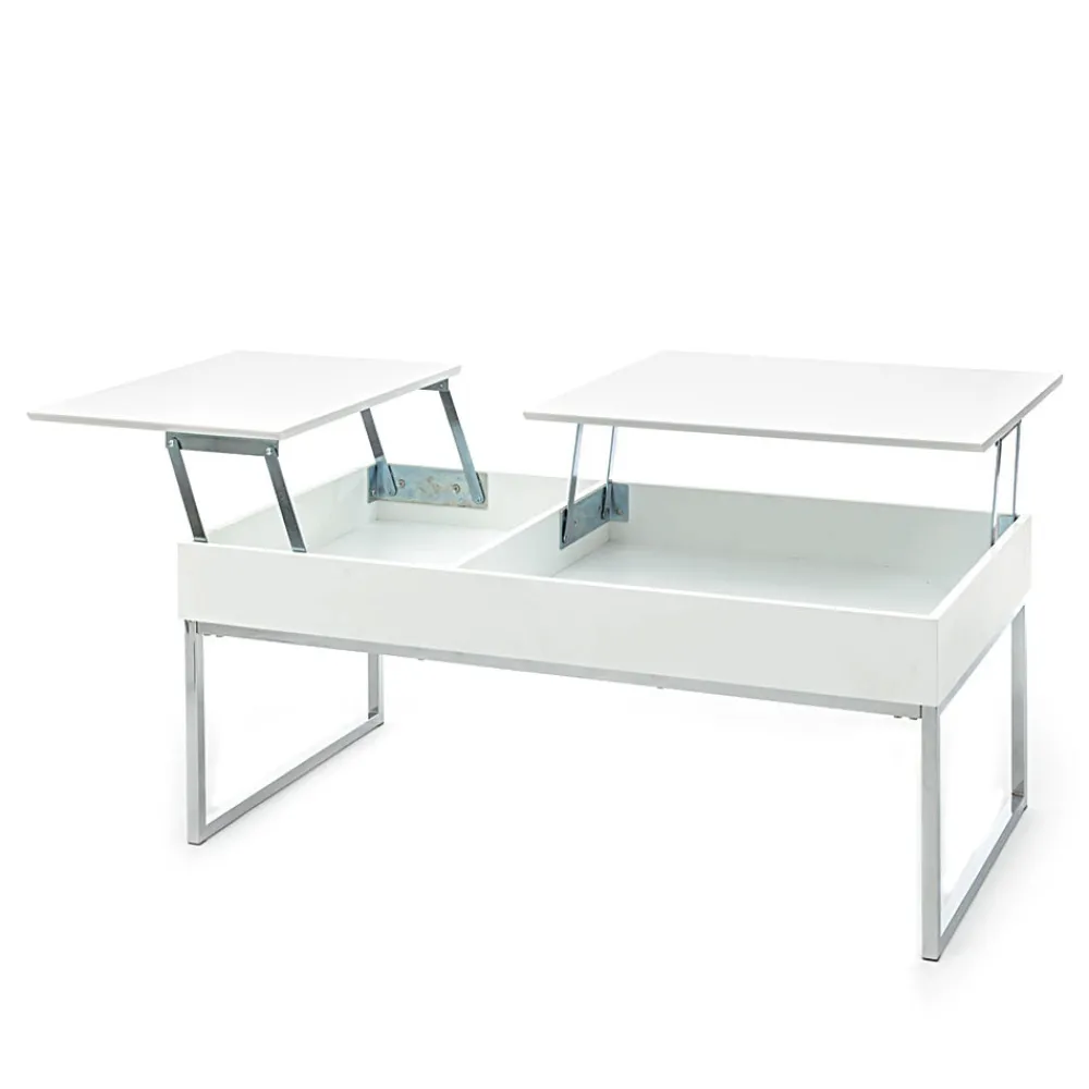 Viadurini Living Moderne Couchtische-Couchtisch aus weißem Mdf und Metall mit Behälter - Garland