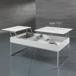 Viadurini Living Moderne Couchtische-Couchtisch aus weißem Mdf und Metall mit Behälter - Garland