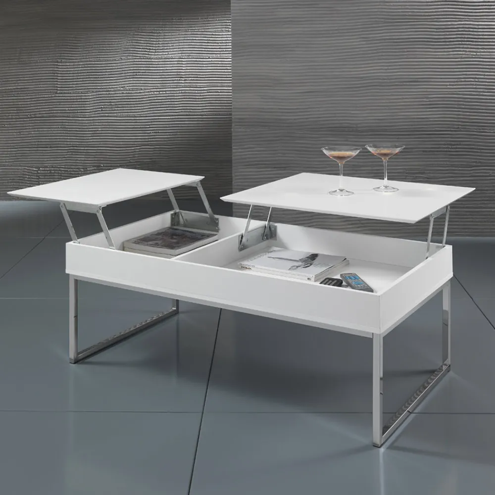 Viadurini Living Moderne Couchtische-Couchtisch aus weißem Mdf und Metall mit Behälter - Garland