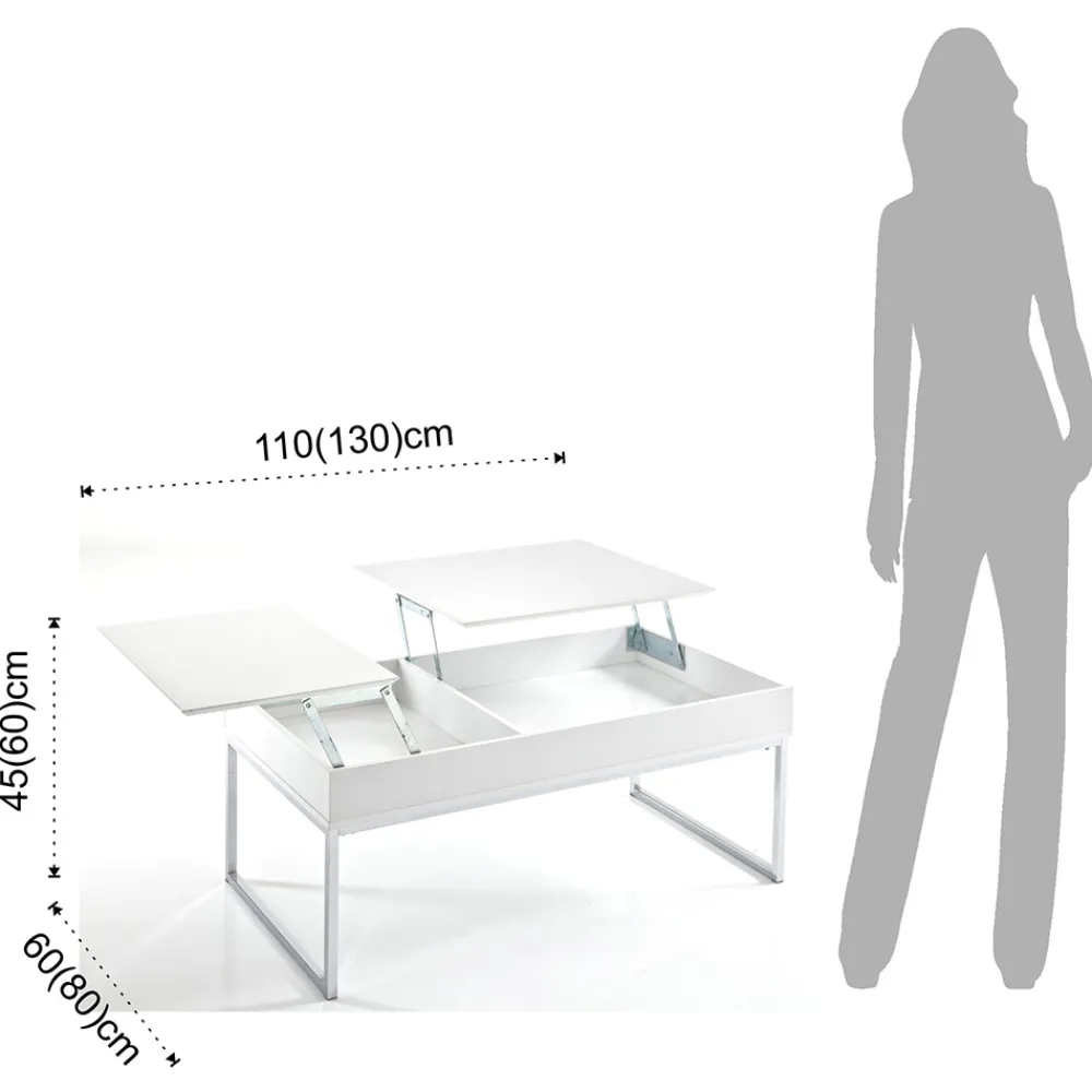 Viadurini Living Moderne Couchtische-Couchtisch aus weißem Mdf und Metall mit Behälter - Garland