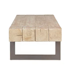 Viadurini Living Moderne Couchtische-Couchtisch für das Wohnzimmer aus Tannenholz und Stahl - Ilenia