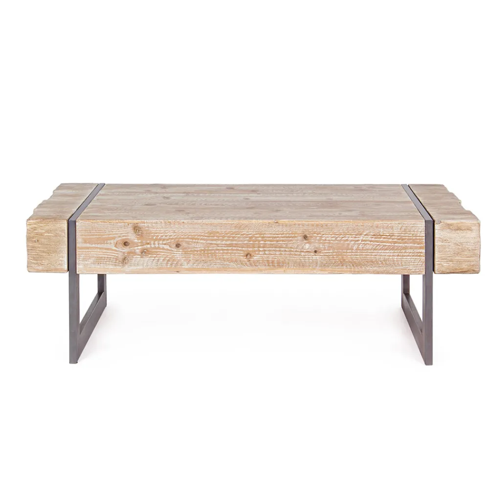 Viadurini Living Moderne Couchtische-Couchtisch für das Wohnzimmer aus Tannenholz und Stahl - Ilenia