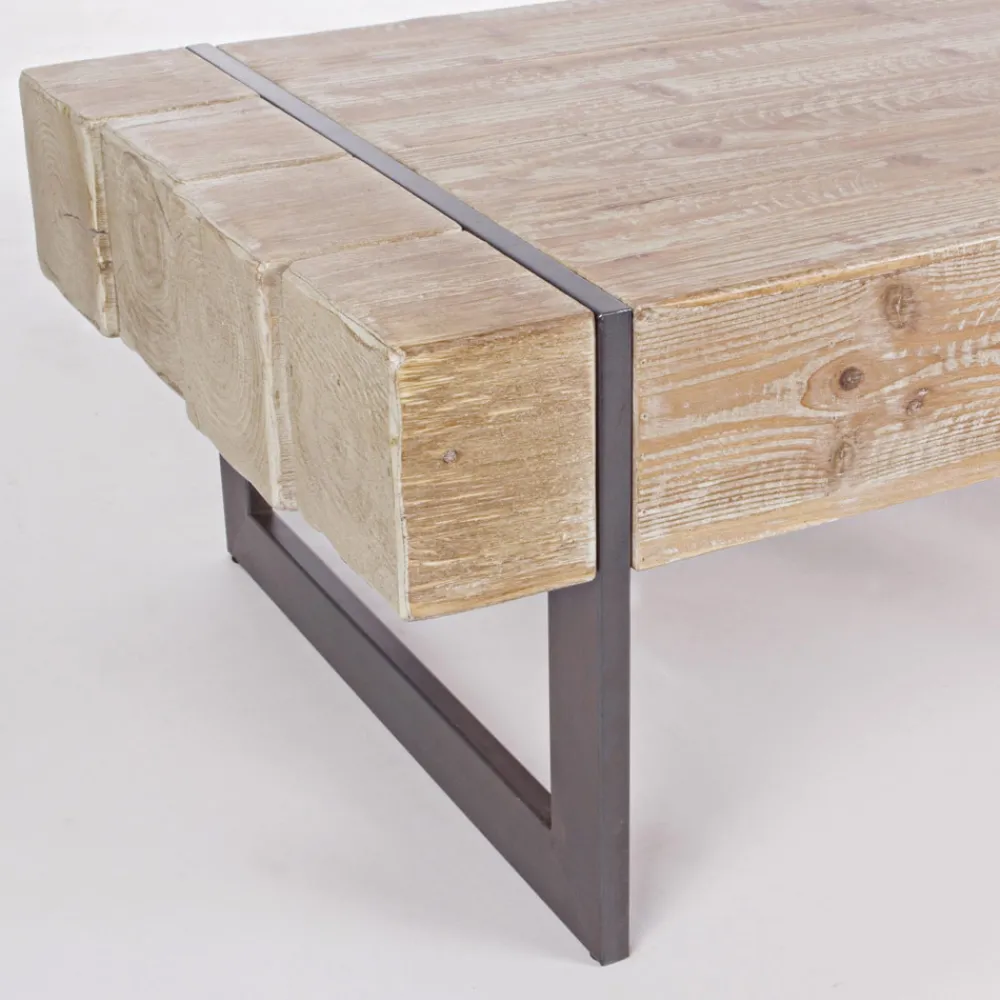 Viadurini Living Moderne Couchtische-Couchtisch für das Wohnzimmer aus Tannenholz und Stahl - Ilenia