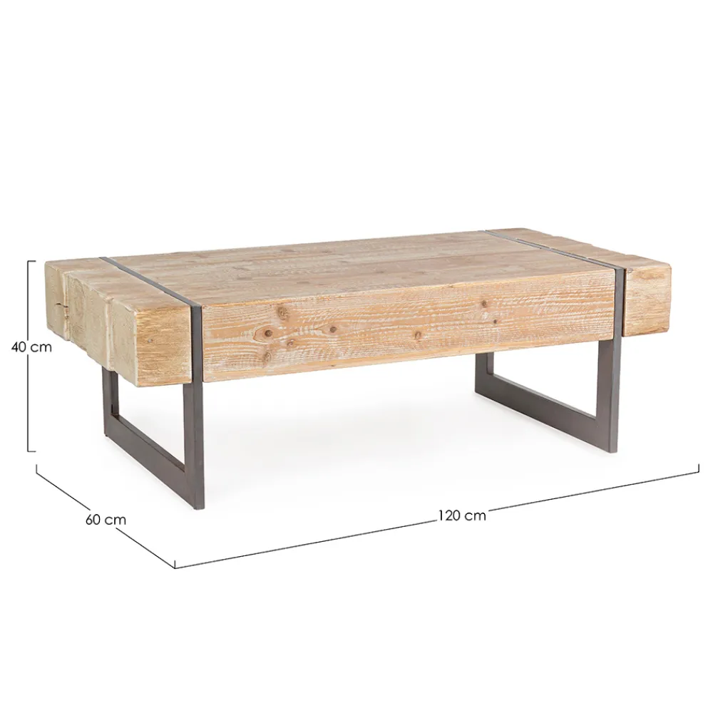 Viadurini Living Moderne Couchtische-Couchtisch für das Wohnzimmer aus Tannenholz und Stahl - Ilenia