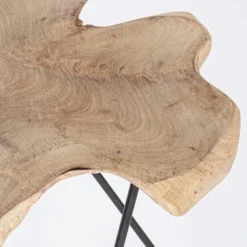 Viadurini Living Moderne Couchtische-Couchtisch für Wohnzimmer Schwarzer Stahl und natürliches Teakholz - Perlana