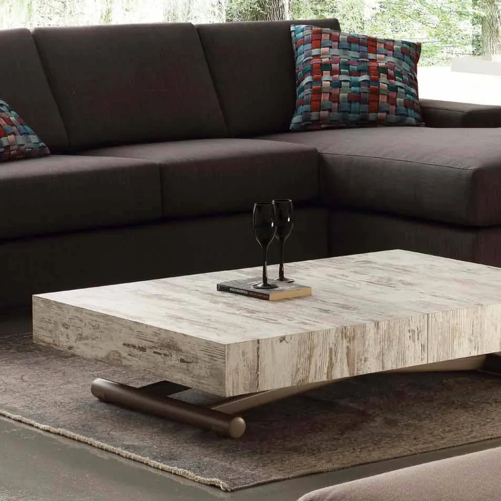 Viadurini Living Tisch Höhenverstellbar-Couchtisch höhenverstellbar mit melaminbeschichteter Tischplatte Palau