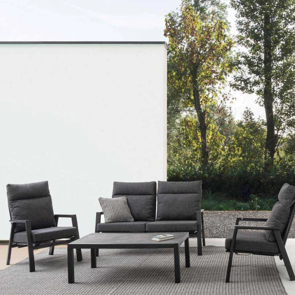 Viadurini in the Garden Garten Beistelltisch-Couchtisch im Freien mit Aluminiumbasis und Keramikplatte - Maino