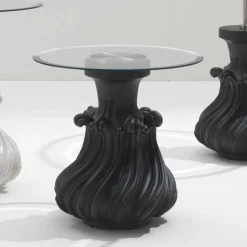 Viadurini Living Klassische Couchtische-Couchtisch, Massivholz und Kristall Durchmesser 60cm Margo