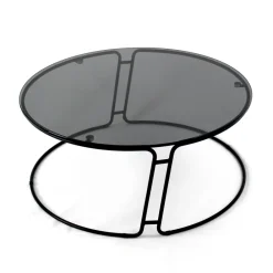 Viadurini Living Moderne Couchtische-Couchtisch mit Glasplatte und rundem Sockel, hergestellt in Italien – Tullia