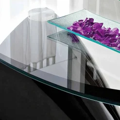 Viadurini Living Moderne Couchtische-Couchtisch mit Glasplatte mit Made in Italy Siebdruck - Campari