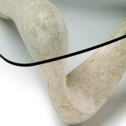 Viadurini Living Couchtische Aus Stein-Couchtisch mit Glasplatte und Sockel aus Fossilstein – Kalifornien