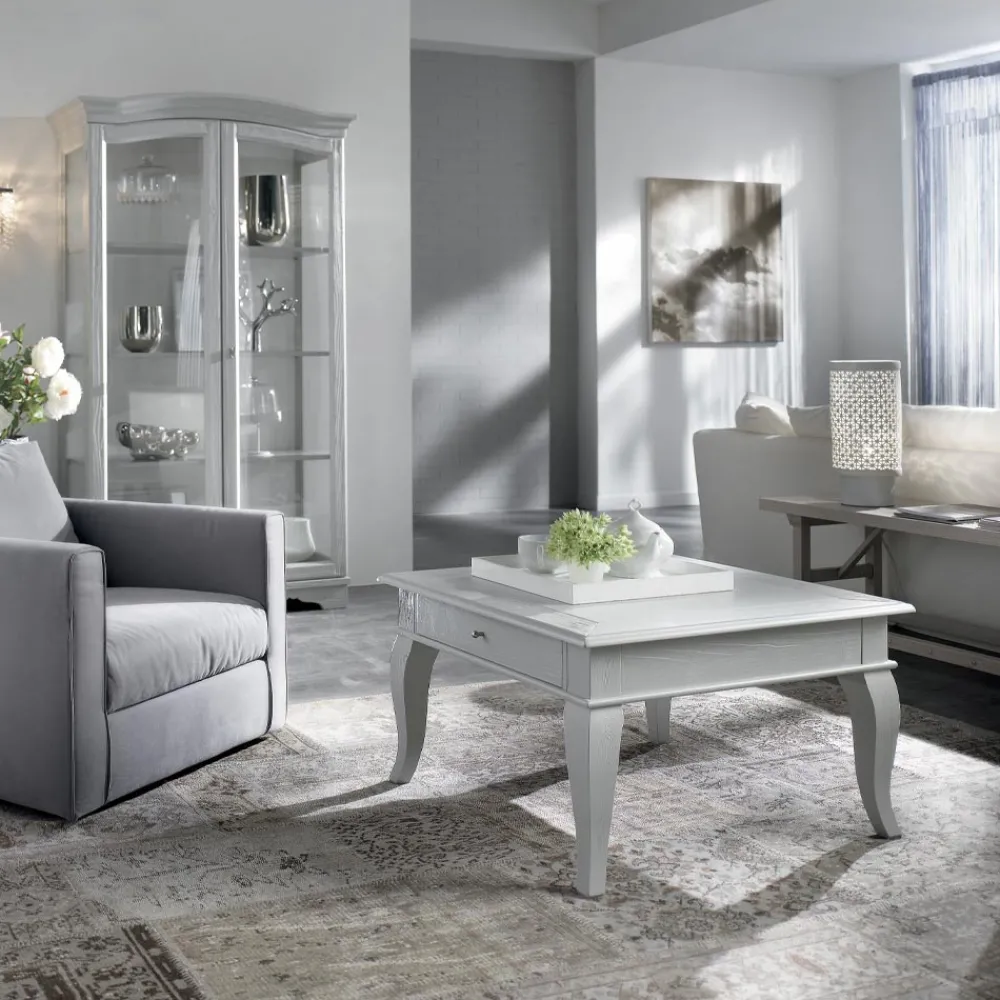 Viadurini Classic Klassische Couchtische-Couchtisch mit massiven Teilen aus Ayous und Linde, hergestellt in Italien – Ära