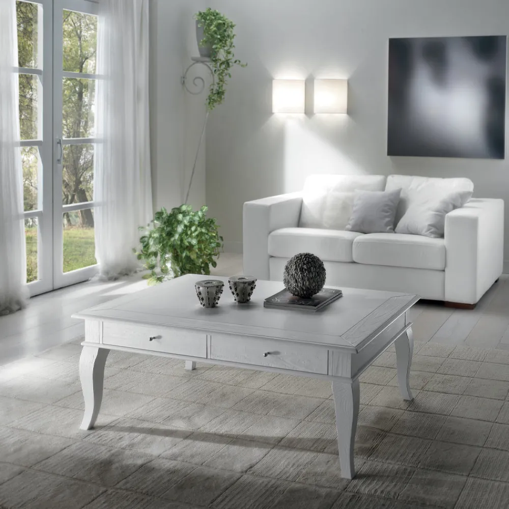 Viadurini Classic Klassische Couchtische-Couchtisch mit massiven Teilen aus Ayous und Linde, hergestellt in Italien – Ära