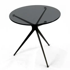 Viadurini Living Moderne Couchtische-Couchtisch mit runder Glasplatte und 3 Beinen, hergestellt in Italien – Siste