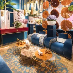 Viadurini Living Moderne Couchtische-Couchtisch mit runder Glasplatte und Holzplatte Made in Italy - Baviera