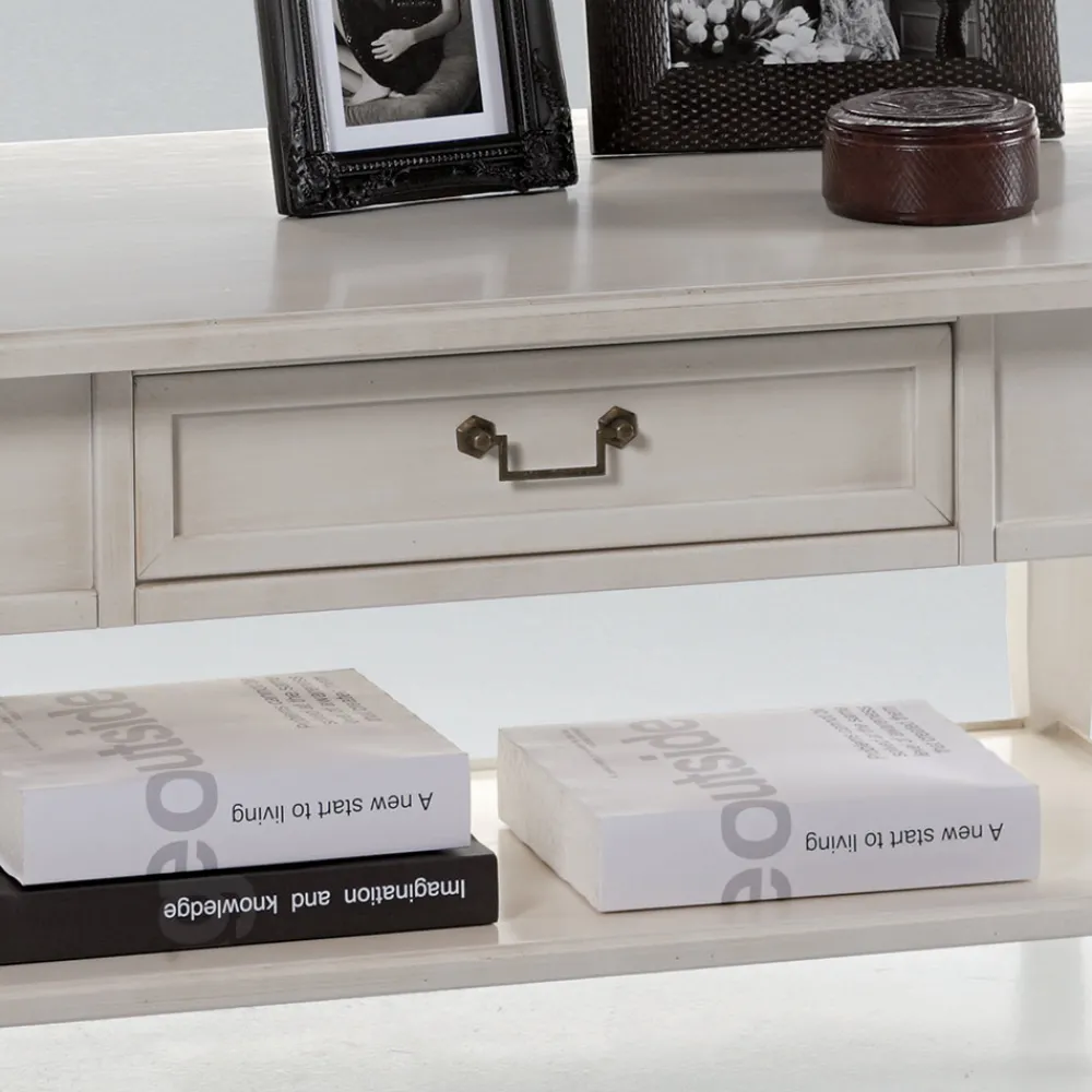 Viadurini Classic Klassische Couchtische-Couchtisch mit Schublade und Regal aus patiniertem Holz, hergestellt in Italien – Tuoni