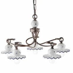 Ferroluce Vintage Kronleuchter-Country Kronleuchter mit 5 Lichtern aus handverzierter Keramik - Rom