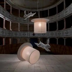 Viadurini Lighting Designer Pendelleuchten-Cylinder Design White Leinen Hängelampe, Made in Italy - Magic