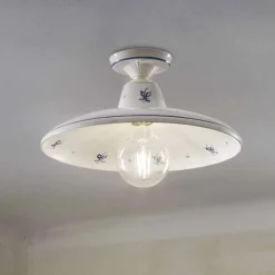 Ferroluce Vintage Deckenleuchten-Deckenlampe aus Keramik und handbemalten Vintage-Dekorationen - Como