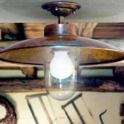 Aldo Bernardi Vintage Deckenleuchten-Deckenlampe aus Kupfer und Glas Nabucco von