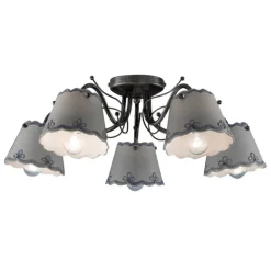 Ferroluce Vintage Deckenleuchten-Deckenlampe mit 3 oder 5 Lichtern aus handbemalter Keramik mit Stickereieffekt - Ravenna