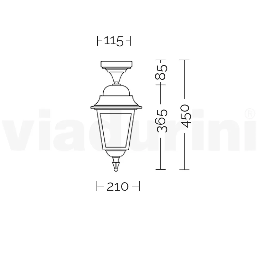 Viadurini Lighting Gartenlaternen-Deckenlaterne aus Aluminiumdruckguss und Glasdiffusor - Scintilla