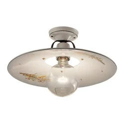 Ferroluce Vintage Deckenleuchten-Deckenleuchte aus Eisen und handbemalter roher Keramik - Bologna