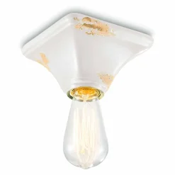 Ferroluce Vintage Deckenleuchten-Deckenleuchte aus Keramik im Vintage Stil viereckig Ashley Feroluce