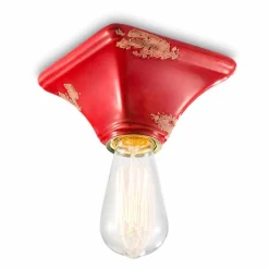 Ferroluce Vintage Deckenleuchten-Deckenleuchte aus Keramik im Vintage Stil viereckig Ashley Feroluce