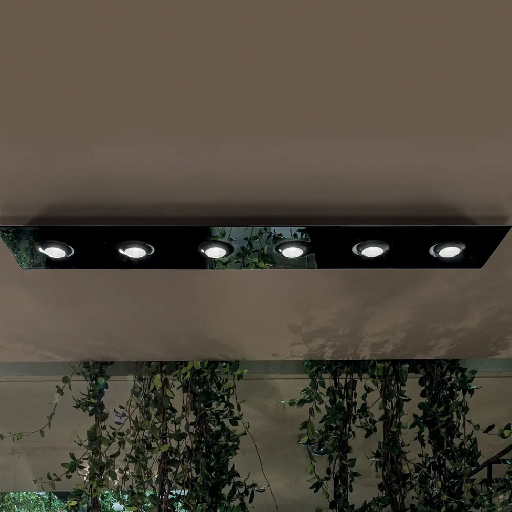 Viadurini Lighting Moderne Deckenleuchten-Deckenleuchte mit flacher Glasplatte mit Absenkungen - Kora