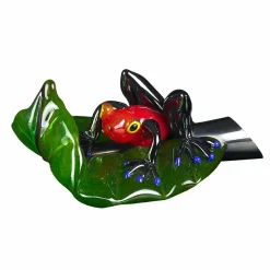 Viadurini Living Deko Artikel Und Wohnaccessoires-Dekorative Statue in Form eines Frosches auf einem Blatt aus Glas Made in Italy - Leaf