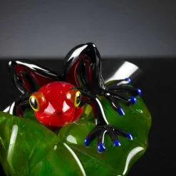 Viadurini Living Deko Artikel Und Wohnaccessoires-Dekorative Statue in Form eines Frosches auf einem Blatt aus Glas Made in Italy - Leaf