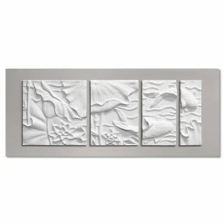 Viadurini Decor Abstrakte Bilder-Dekorative Wandplatte Modernes Design Weiße und Graue Keramik - Giappoko