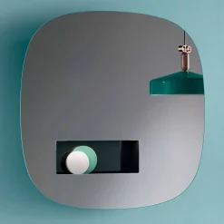 Viadurini Decor Wandspiegel-Dekorativer Wandspiegel in Rauchoptik mit schwarzem Designfach - Matrix