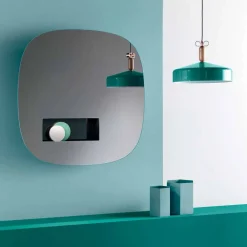 Viadurini Decor Wandspiegel-Dekorativer Wandspiegel in Rauchoptik mit schwarzem Designfach - Matrix