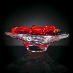 Viadurini Living Deko Artikel Und Wohnaccessoires-Dekoratives Ornament aus transparentem und rotem Glas Made in Italy - Sossio