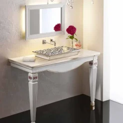 Viadurini Bathroom Waschbecken Aus Fire Clay-dekoriertes Halbeinbauwaschbecken aus fire clay made in Italy, Guido