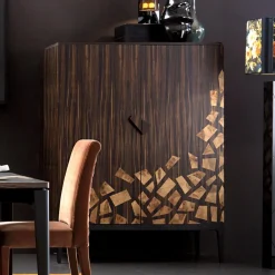 Grilli Anrichte-Design Barmöbel mit 2 Türen Zarafa in Italien hergestellt, aus Ebenholz