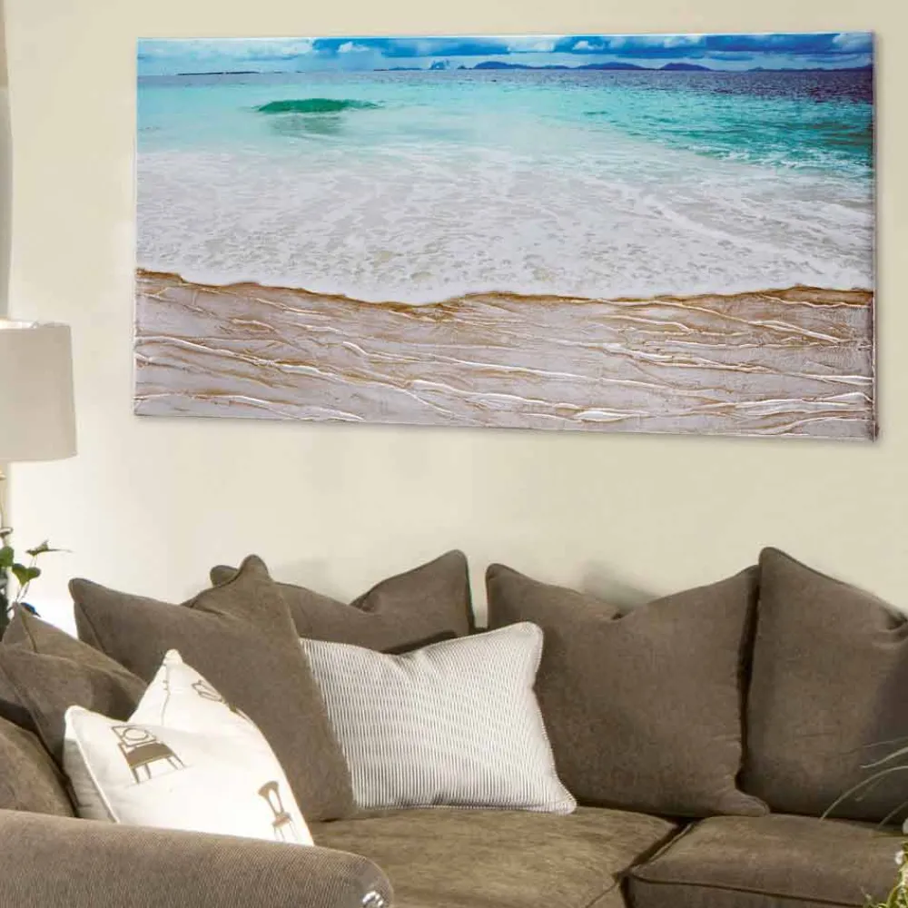 Viadurini Decor Handgemalte Bilder-Design Bild Beach von handfertigt