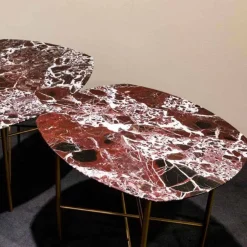 Viadurini Living Couchtische Aus Stein-Design Couchtisch aus Marmor Rosso di Levanto und Metall - Morbello