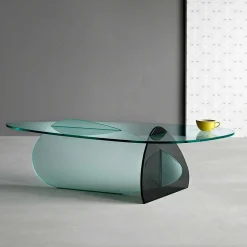 Viadurini Living Moderne Couchtische-Design Couchtisch aus transparentem, geräuchertem und geätztem Glas Made in Italy - Tac Tac