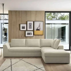 Viadurini Italian Sofas Moderne Schlafsofas-Design Eckschlafsofa aus beige Stoff Made in Italy - Ortensia