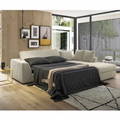 Viadurini Italian Sofas Moderne Schlafsofas-Design Eckschlafsofa aus beige Stoff Made in Italy - Ortensia