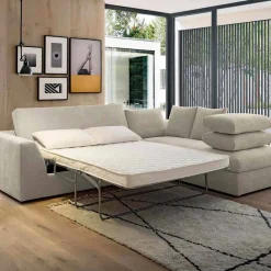 Viadurini Italian Sofas Moderne Schlafsofas-Design Eckschlafsofa aus beige Stoff Made in Italy - Ortensia