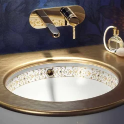 Viadurini Bathroom Waschbecken Aus Fire Clay-Design Einbauwaschbecken Barock aus Fire Clay made in Italy, Egeo