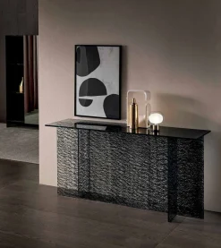 Viadurini Living Konsolentisch Flur-Design Entrance Consolle aus dekoriertem extraklarem Glas Made in Italy - Sestola