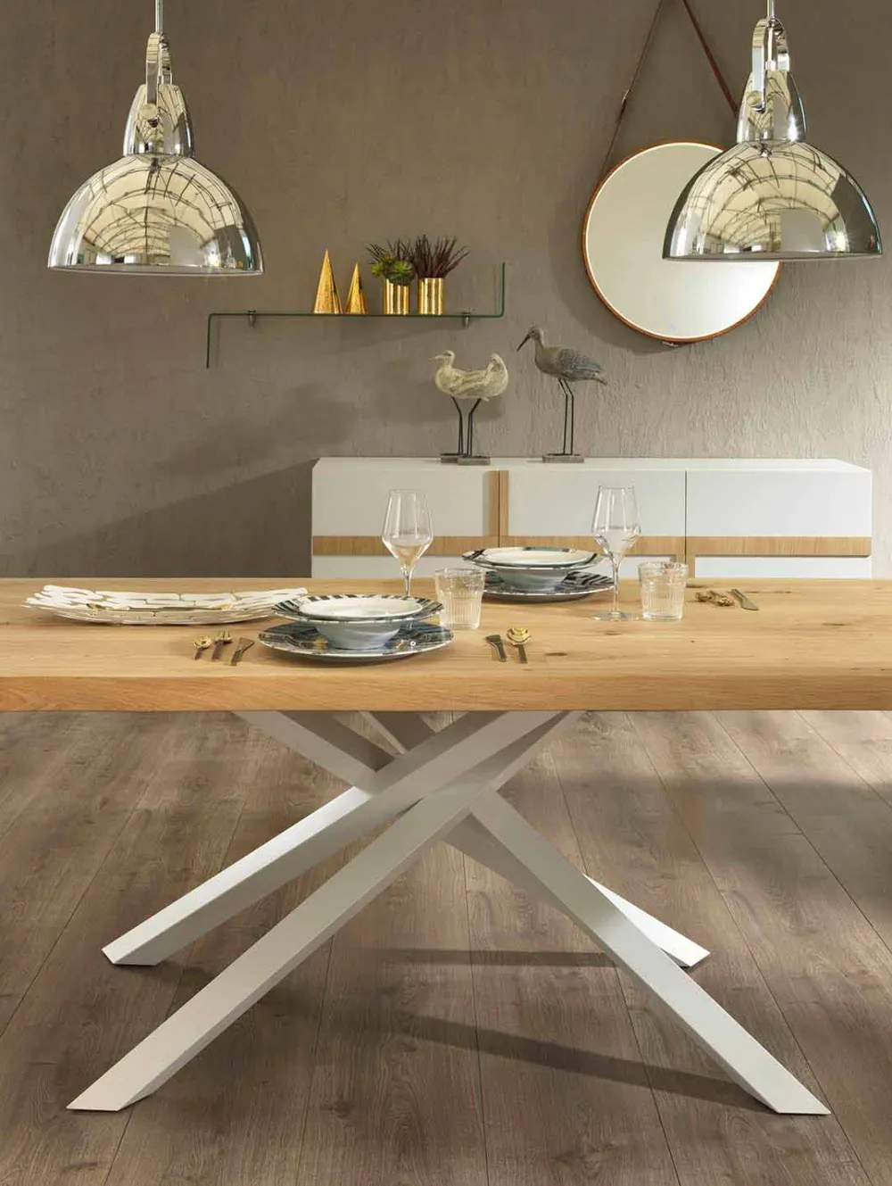 Viadurini Living Esstische-Design Esstisch aus Holz und Metall Made in Italy - Skipper