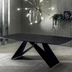 Viadurini Living Esstische-Design Esstisch aus Keramik Portoro-Effekt und Metall matt - Falcon