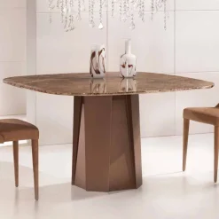 Viadurini Living Esstische Nach Mass|Esstische-Design Esstisch aus Marmor Emperador Dark 130x130 cm – Nuvolento